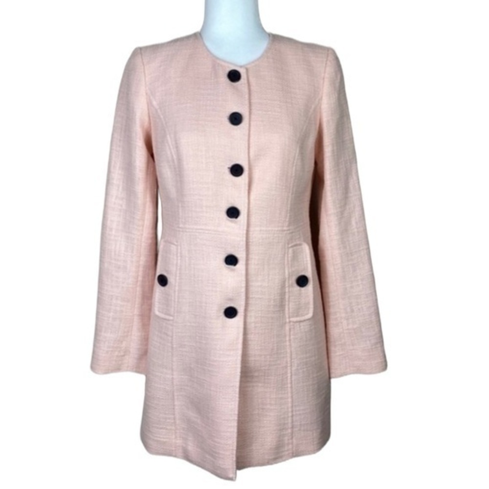 Karl Lagerfeld | Peach Tweed Button Front Jacket
